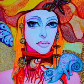 “Lady&Chameleon” 40x30cm, private collection, Cape Town, SA