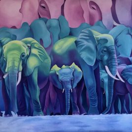 “Limassol Elephants” 90×120 cm, available at Binovska Gallery, Cyprus.