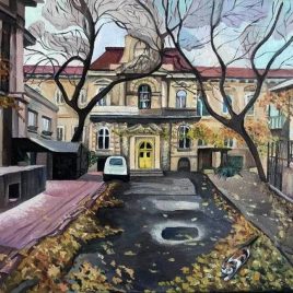 Courtyard on Zhukovsky Street. Oil on canvas 30x40cm, 2021